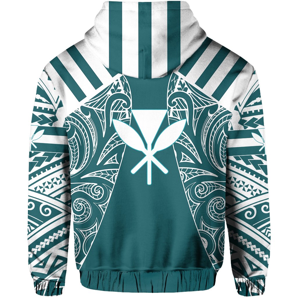 Hawaii Kanaka Football Jersey Polynesian Hoodie Cyan & White Victor Style - Polynesian Pride