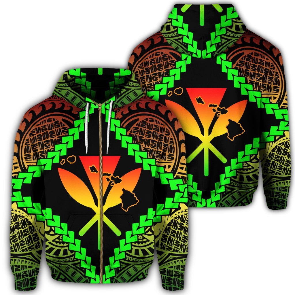Hawaii Kanaka Kakau Polynesian Zip Hoodie Unisex Art - Polynesian Pride