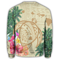 Hawaii Kanaka Maoli Polynesian Flowers Turtle Sweatshirt - AH - Polynesian Pride