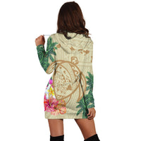 Hawaii Kanaka Maoli Polynesian Flowers Turtle Hoodie Dress - AH - Polynesian Pride