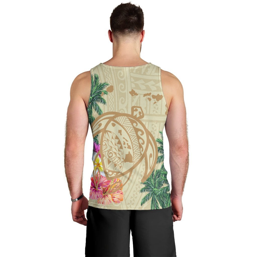 Hawaii Kanaka Maoli Polynesian Flowers Turtle Tank Top - AH - Polynesian Pride