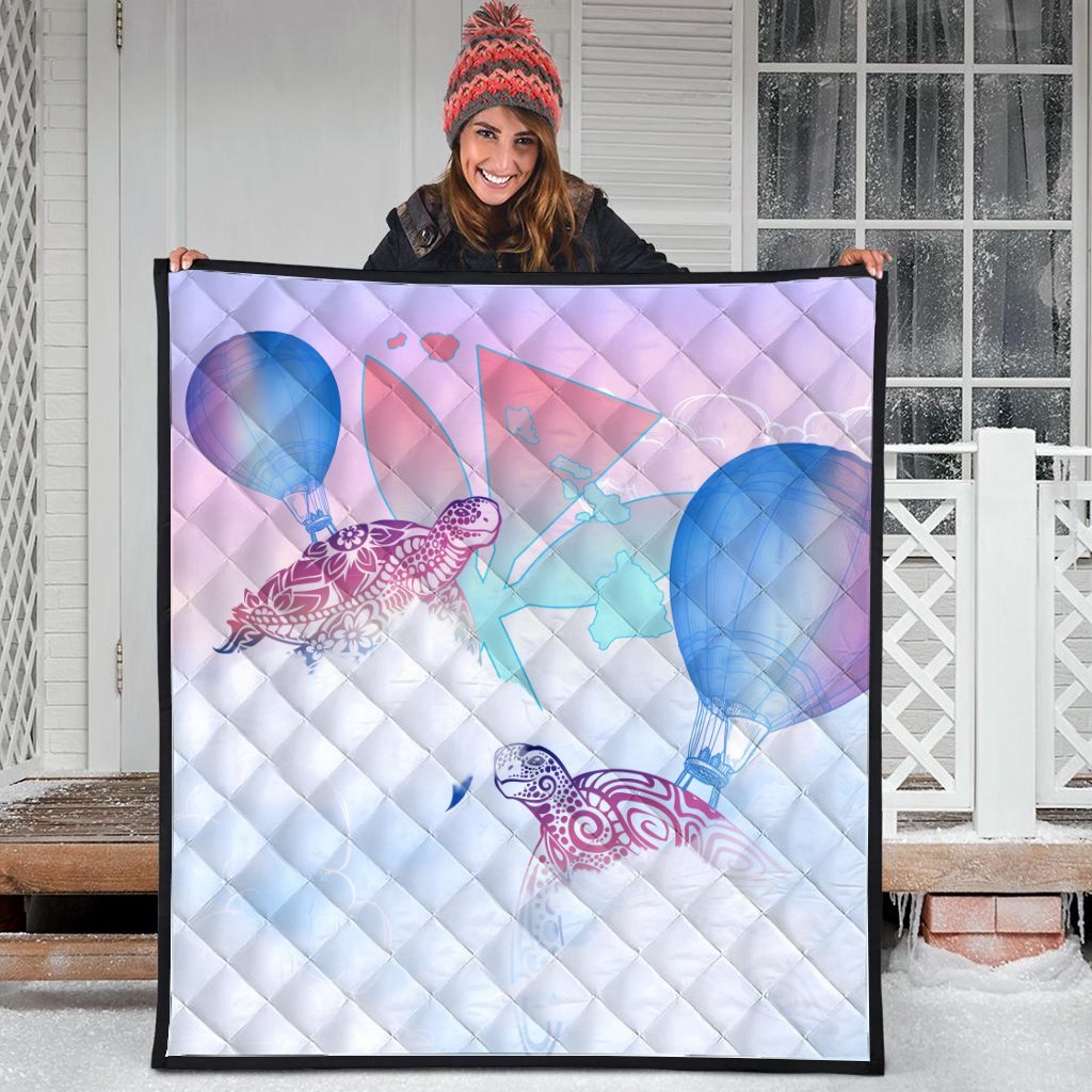 Hawaii Kanaka Map Horizon Turtle Premium Quilts - AH - Polynesian Pride