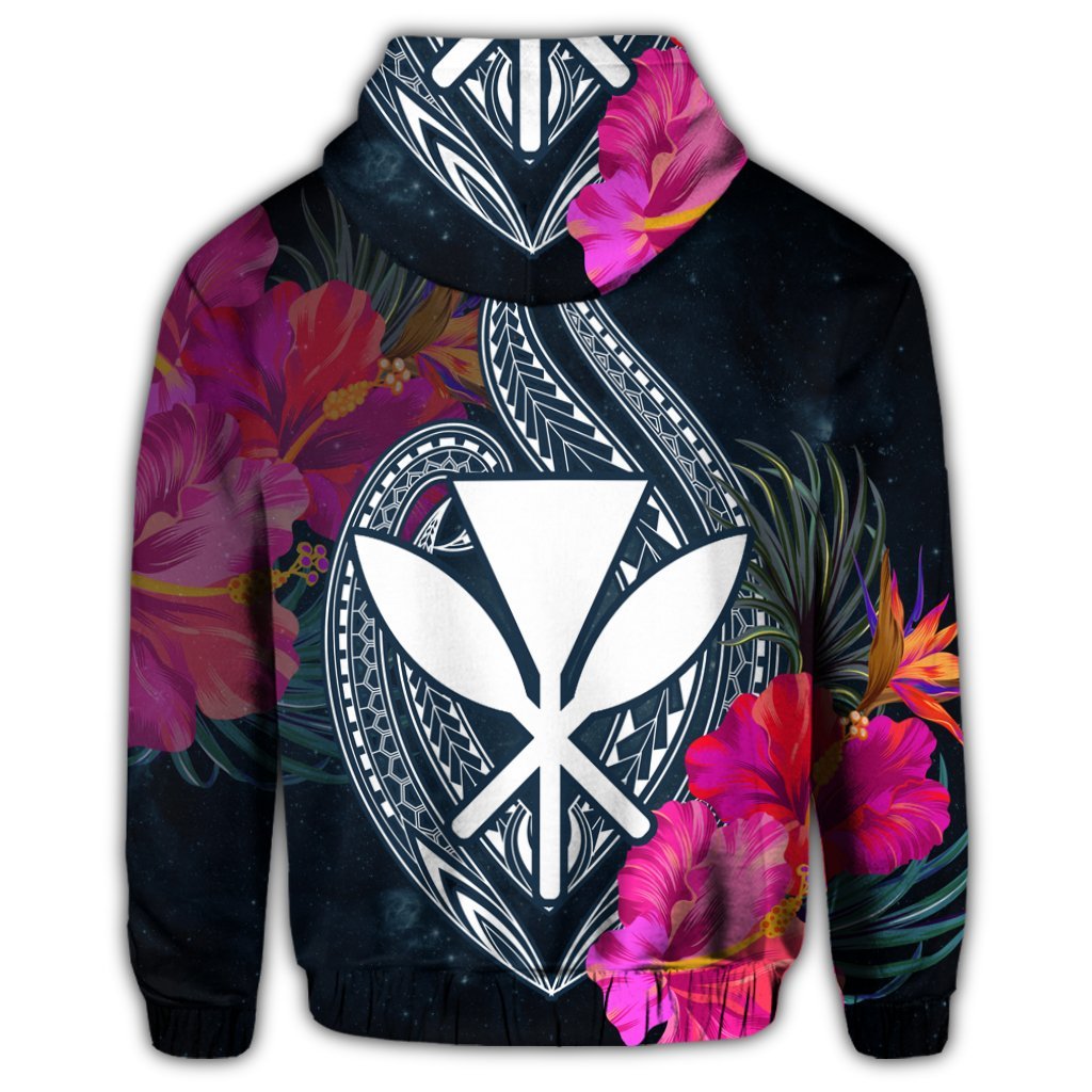 Hawaii Kanaka Polynesian Hibiscus Zip Hoodie - Polynesian Pride