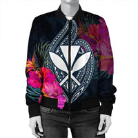 Hawaii Kanaka Polynesian Hibiscus Bomber Jacket - AH - Polynesian Pride