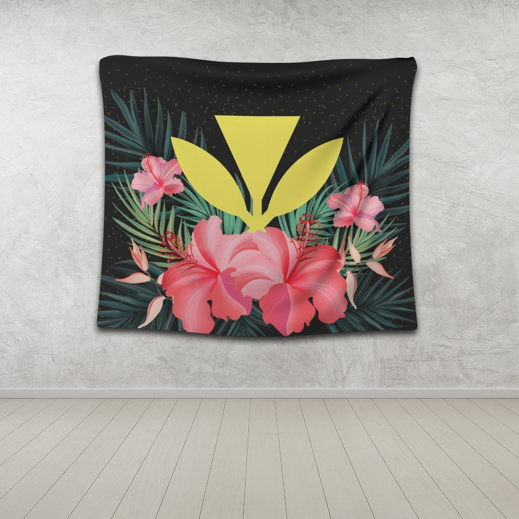 Hawaii Kanaka Tropical Hibiscus Tapestry - AH - Polynesian Pride