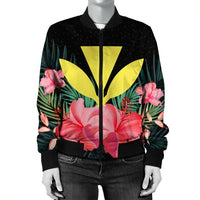 Hawaii Kanaka Tropical Hibiscus Bomber Jacket - AH - Polynesian Pride