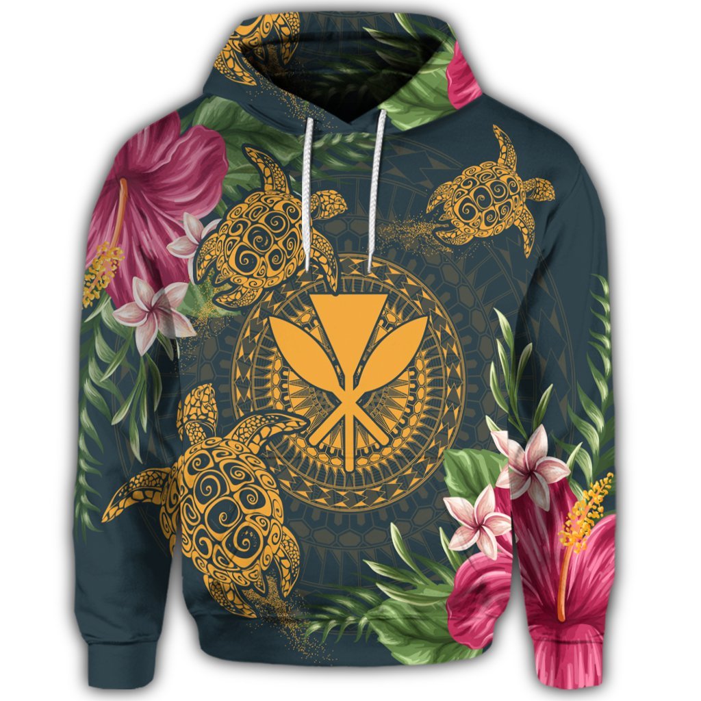Hawaiian Kanaka Turtle Hibiscus Plumerian Polynesia Hoodie Alena Style - Polynesian Pride