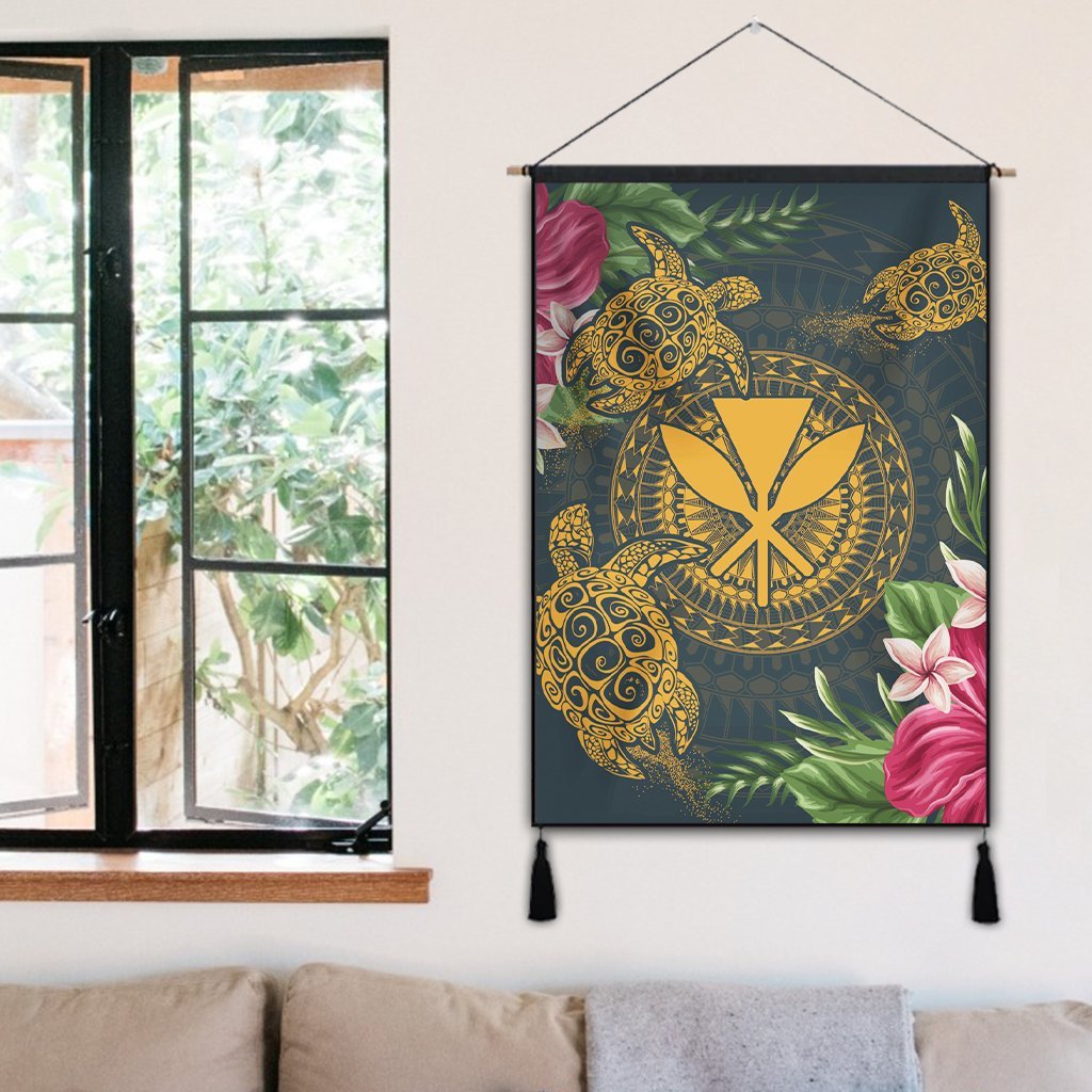 Hawaii Kanaka Turtle Hibiscus Plumerian Polynesia Hanging Poster - Alena Style - AH - Polynesian Pride