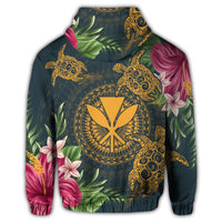 Hawaii Kanaka Turtle Hibiscus Plumerian Polynesia Zip Hoodie Alena Style - Polynesian Pride