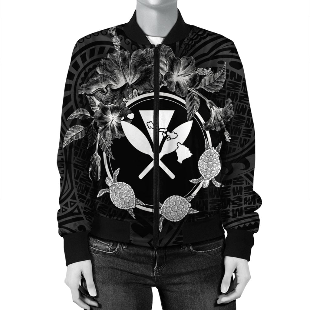 Hawaii Kanaka Turtle Hibiscus Polynesian Bomber Jacket - Anthea Style - AH - Polynesian Pride
