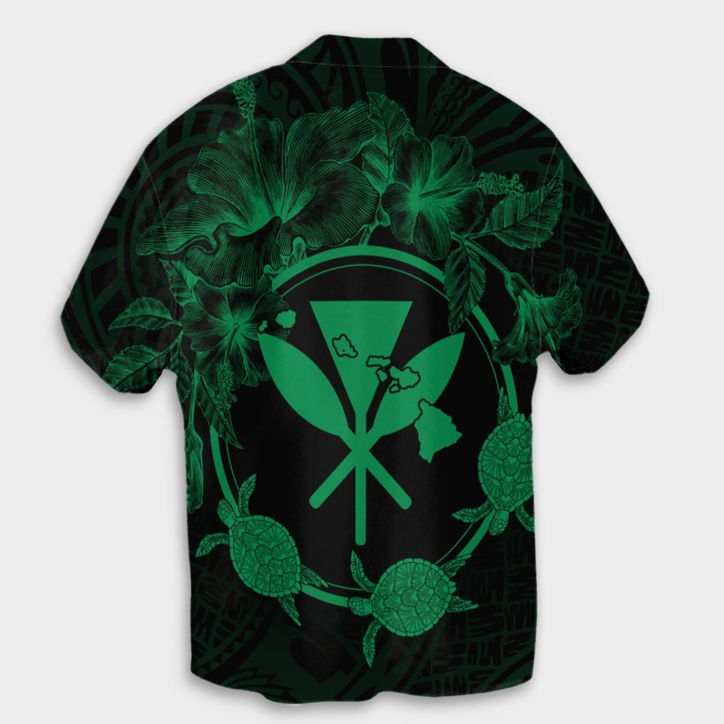 Hawaii Kanaka Turtle Hibiscus Polynesian Hawaiian Shirt - Anthea Style Green - AH - Polynesian Pride