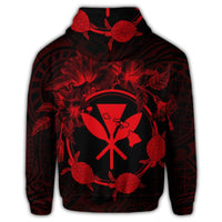 Hawaiian Kanaka Turtle Hibiscus Polynesian Hoodie Anthea Style Red - Polynesian Pride
