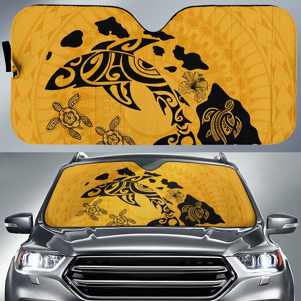 Hawaii Love Animal Polynesian Car Sun Shade AH Auto Sun Shade Universal Fit White - Polynesian Pride