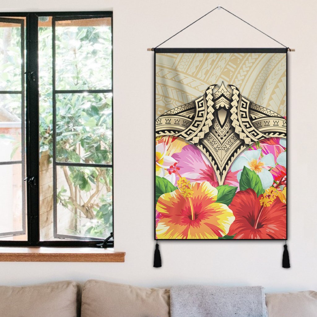 Hawaii Manta Ray Tropical Hibiscus Plumeria Polynesian Hanging Poster - AH - Polynesian Pride