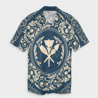 Hawaii Map Classic Floral Hawaiian Shirt Blue - AH Unisex Black - Polynesian Pride