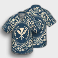 Hawaii Map Classic Floral Hawaiian Shirt Blue - AH - Polynesian Pride