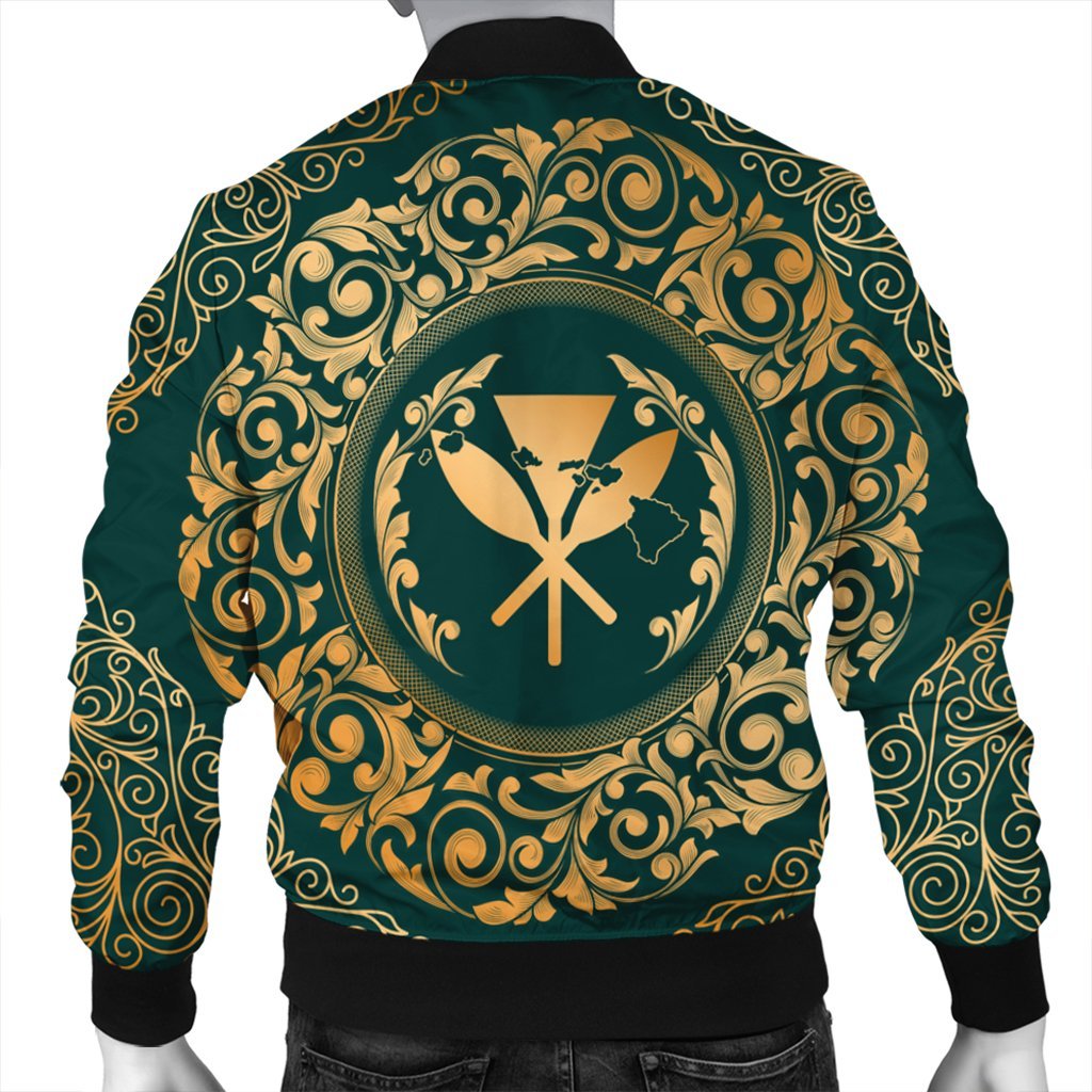 Hawaii Map Classic Floral Bomber Jacket Green - AH - Polynesian Pride