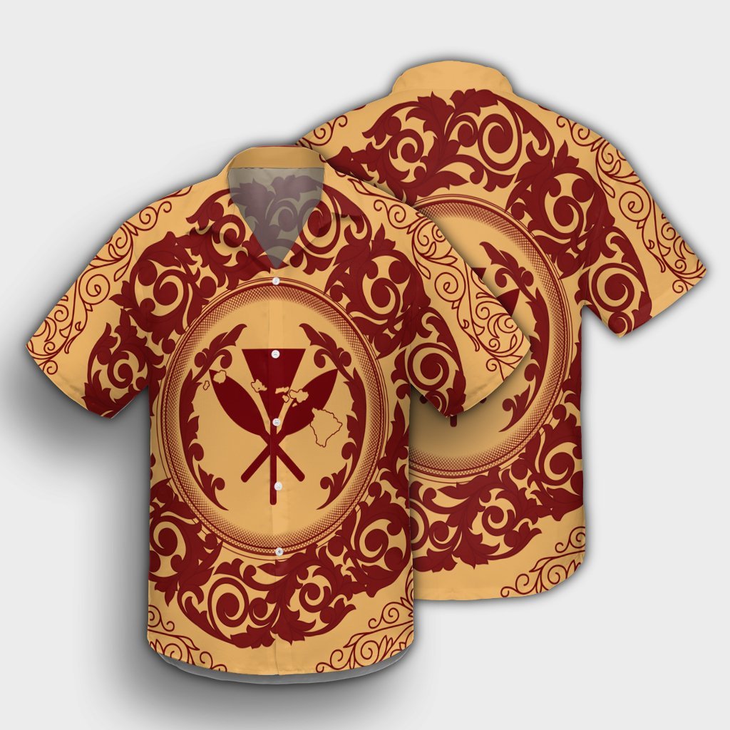 Hawaii Map Classic Floral Hawaiian Shirt Red - AH - Polynesian Pride