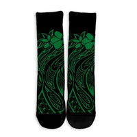 Hawaii Map Kanaka Polynesian Hula Girl Crew Socks Green - AH - J5R - Polynesian Pride
