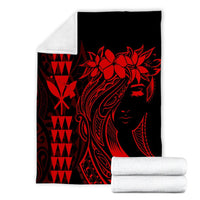 Hawaii Map Kanaka Polynesian Hula Girl Premium Blankets Red - AH - J5C - Polynesian Pride