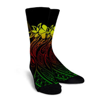 Hawaii Map Kanaka Polynesian Hula Girl Crew Socks Reggae - AH - J5R - Polynesian Pride