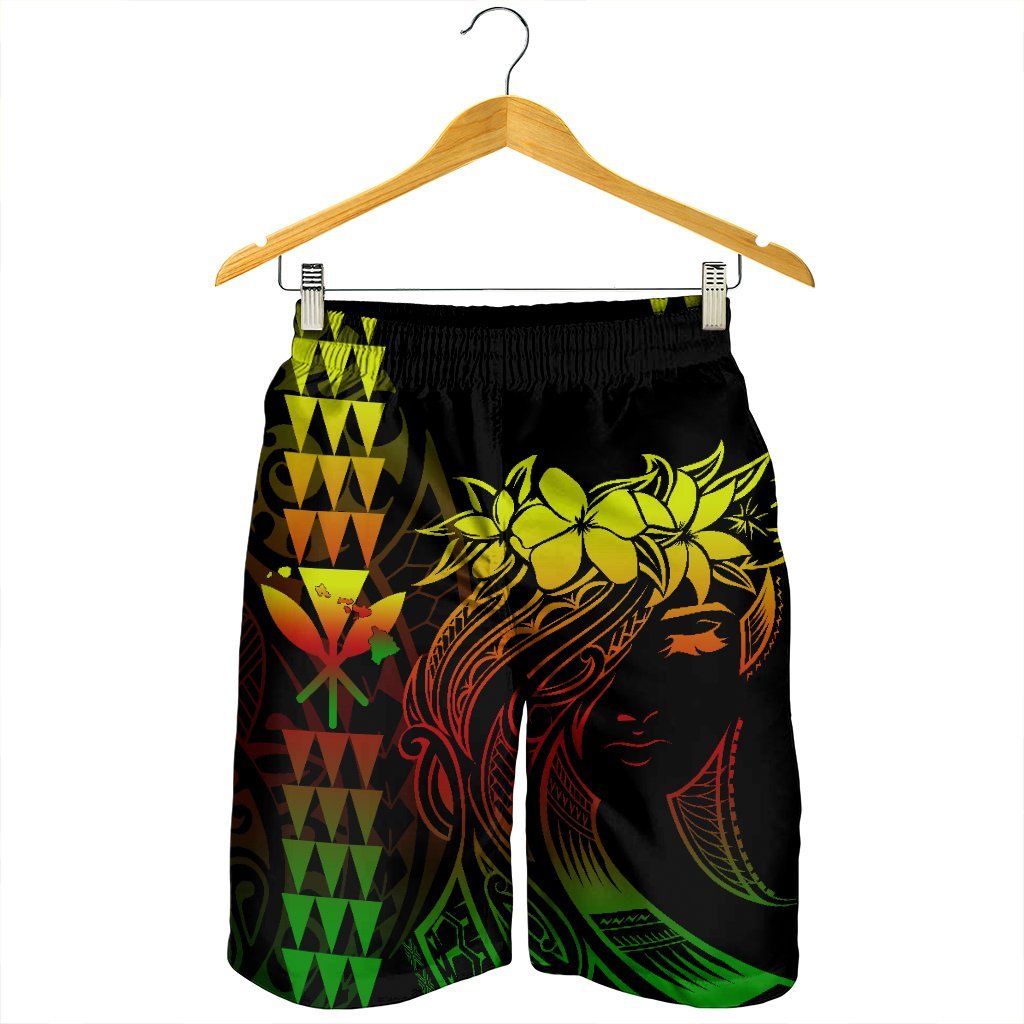 Hawaii Map Kanaka Polynesian Hula Girl Men's Shorts Reggae - AH - J5C - Polynesian Pride