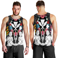 Hawaii Map Kanaka Two Men Holding Flag Tank Top - AH - Polynesian Pride