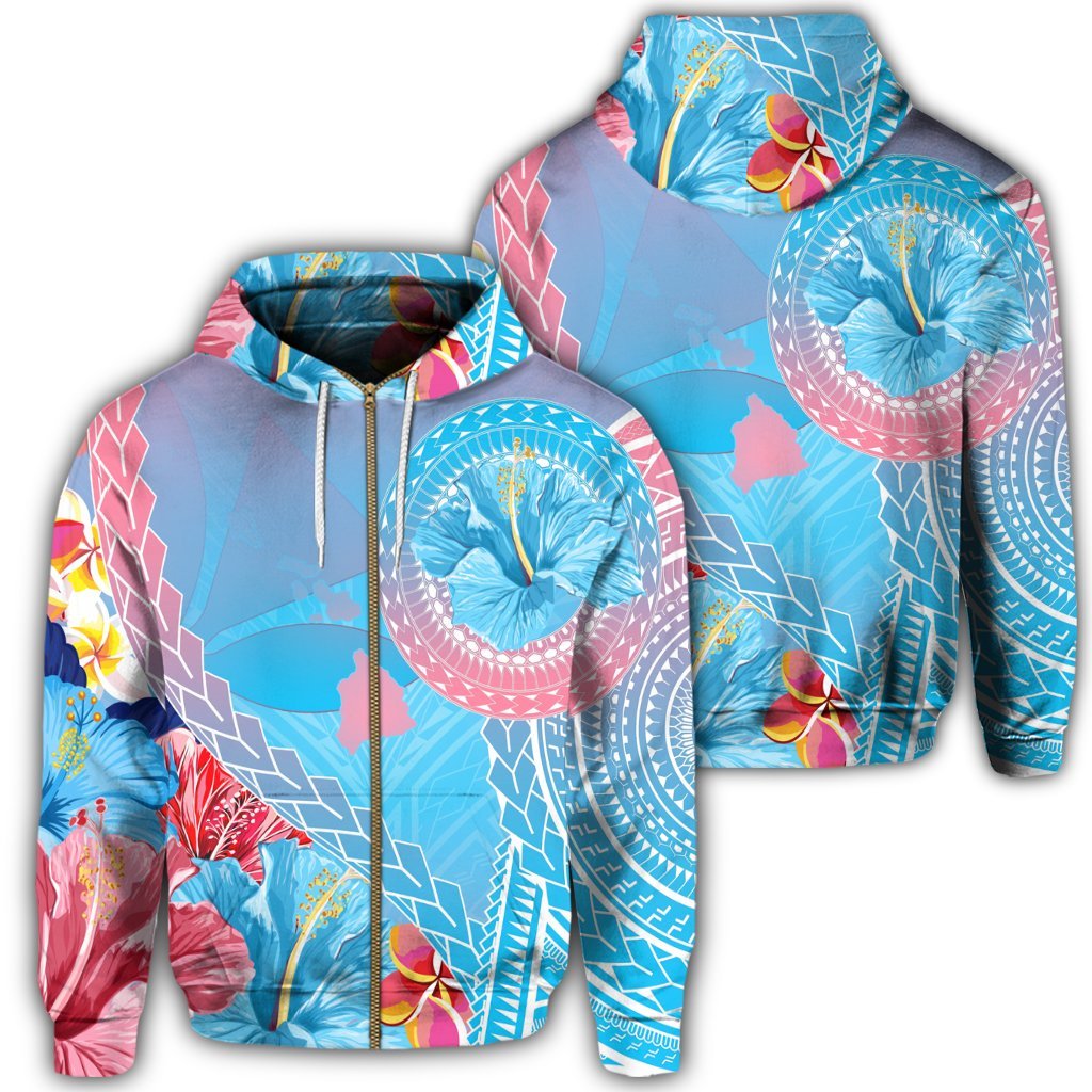 Hawaii Map Sweet Dream Kanaka Polynesian Hibiscus Zip Hoodie Unisex Art - Polynesian Pride