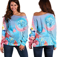 Hawaii Map Sweet Dream Kanaka Polynesian Hibiscus Women's Off Shoulder Sweater - AH Black - Polynesian Pride