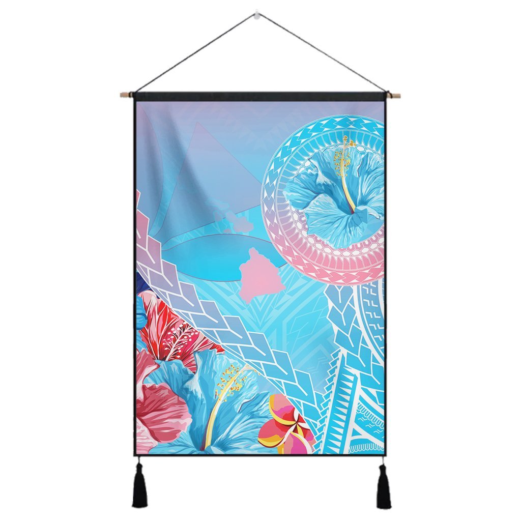 Hawaii Map Sweet Dream Kanaka Polynesian Hibiscus Hanging Poster - AH Hanging Poster Cotton And Linen - Polynesian Pride
