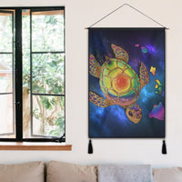 Hawaii Map Turtle Galaxy Hanging Poster - AH - Blue - Polynesian Pride