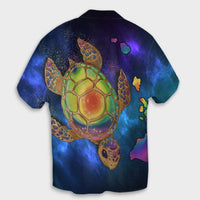 Hawaii Map Turtle Galaxy Hawaiian Shirt - AH - Blue - Polynesian Pride
