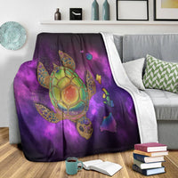Hawaii Map Turtle Galaxy Premium Blankets - AH - Purple - Polynesian Pride