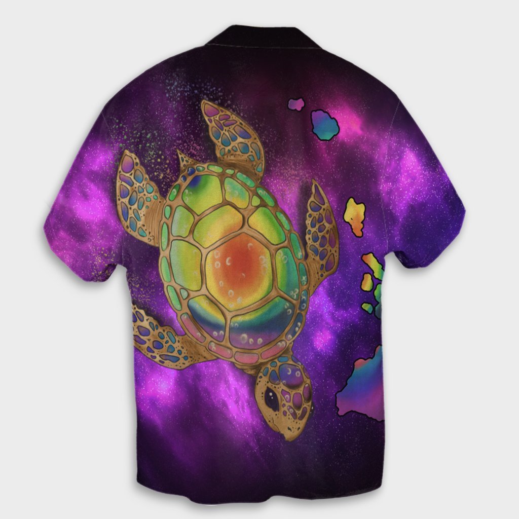 Hawaii Map Turtle Galaxy Hawaiian Shirt - AH - Purple - Polynesian Pride