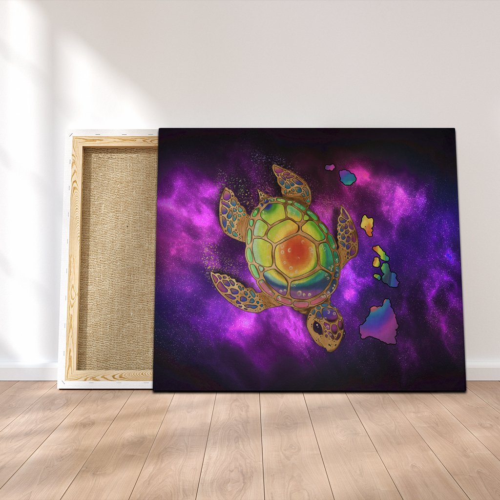 Hawaii Map Turtle Galaxy Canvas - AH - Purple Canvas Poly-cotton - Polynesian Pride