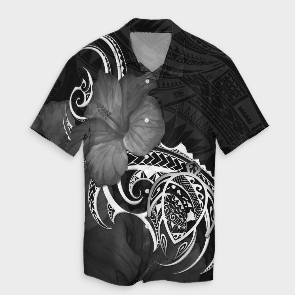 Hawaii Map Turtle Hibiscus Divise Polynesian Hawaiian Shirt - AH Unisex Black - Polynesian Pride
