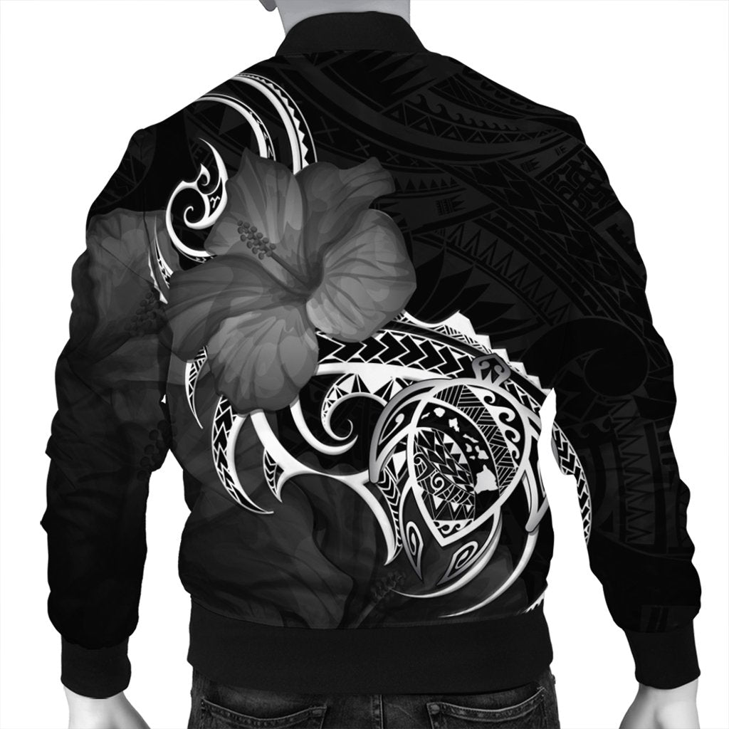 Hawaii Map Turtle Hibiscus Divise Polynesian Bomber Jacket - AH - Polynesian Pride