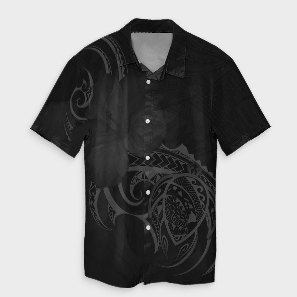 Hawaii Map Turtle Hibiscus Divise Polynesian Hawaiian Shirt Gray - AH Unisex Black - Polynesian Pride