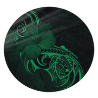 Hawaii Map Turtle Hibiscus Divise Polynesian Round Carpet Green - AH Round Carpet Luxurious Plush - Polynesian Pride