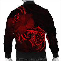 Hawaii Map Turtle Hibiscus Divise Polynesian Bomber Jacket Red - AH - Polynesian Pride