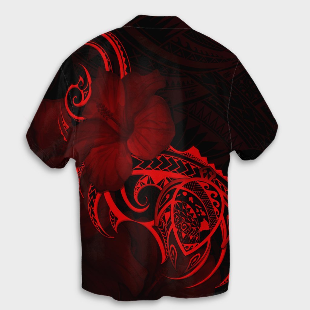 Hawaii Map Turtle Hibiscus Divise Polynesian Hawaiian Shirt Red - AH - Polynesian Pride