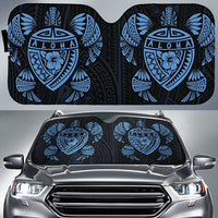 Hawaii Map Turtle Ohana Hibiscus Kakau Polynesian Car Sun Shade Auto Sun Shade Universal Fit Pastel Blue - Polynesian Pride