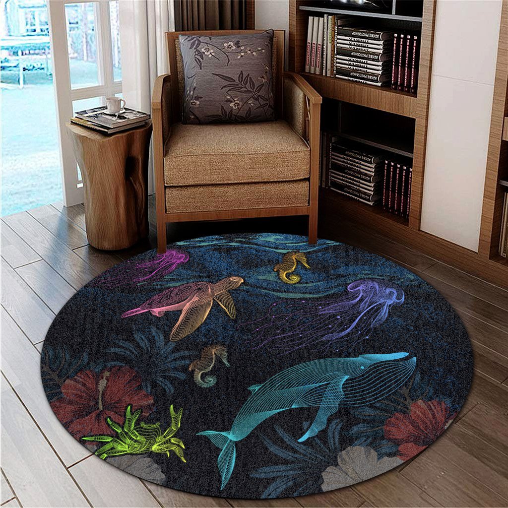 Hawaii Marine Life Sea Round Carpet - AH - Polynesian Pride