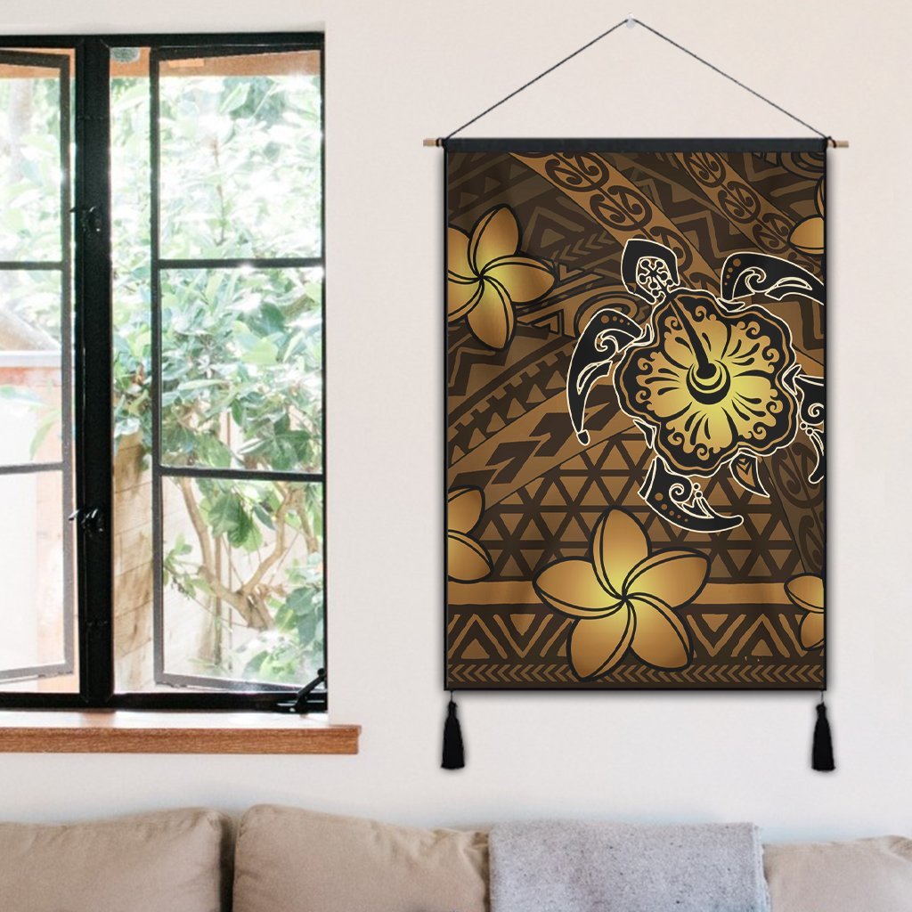 Hawaii Mix Polynesian Turtle Plumeria Hanging Poster - AH - Nick Style - Brown - Polynesian Pride