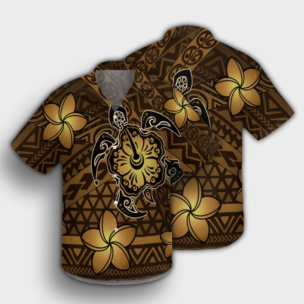 Hawaii Mix Polynesian Turtle Plumeria Hawaiian Shirt - AH - Nick Style - Brown - Polynesian Pride