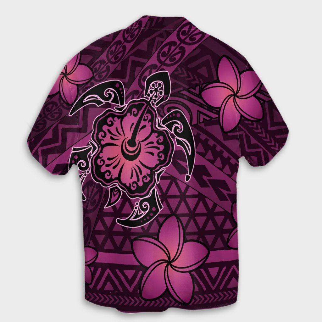 Hawaii Mix Polynesian Turtle Plumeria Hawaiian Shirt - AH - Nick Style - Pink - Polynesian Pride