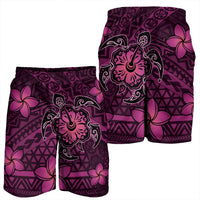 Hawaii Mix Polynesian Turtle Plumeria Men's Shorts - AH - Nick Style - Pink - Polynesian Pride