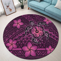 Hawaii Mix Polynesian Turtle Plumeria Round Carpet - AH - Nick Style - Pink - Polynesian Pride