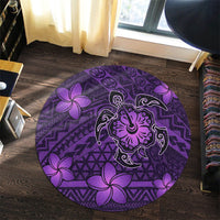 Hawaii Mix Polynesian Turtle Plumeria Round Carpet - AH - Nick Style - Purple - Polynesian Pride
