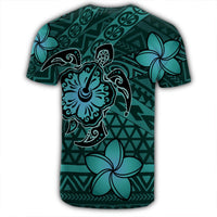 Hawaii Mix Polynesian Turtle Plumeria T Shirt Nick Style Turquoise - Polynesian Pride